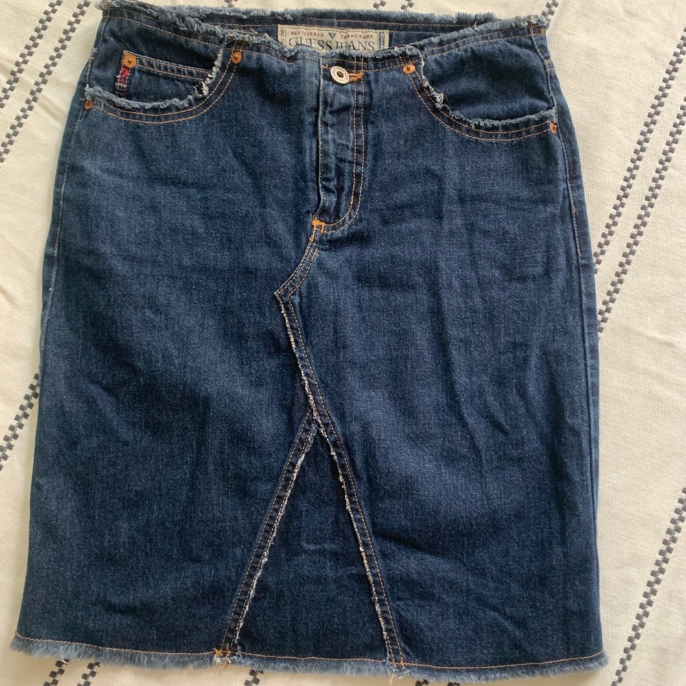 90’s GUESS Denim Fringe Skirt